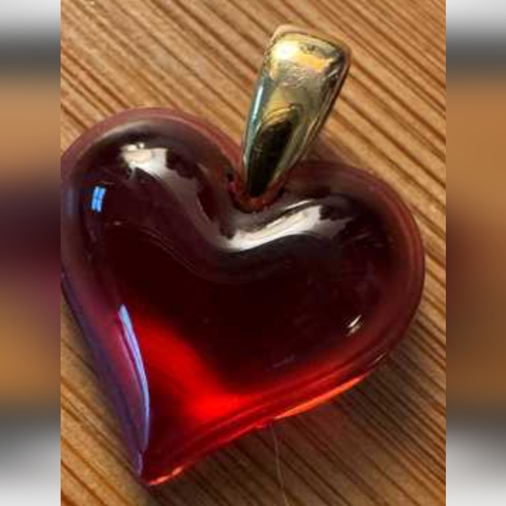 Lalique Crystal Vintage Heart Pendent